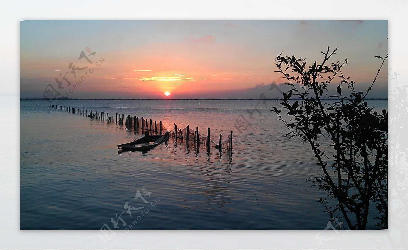 阳澄湖的夕阳图片