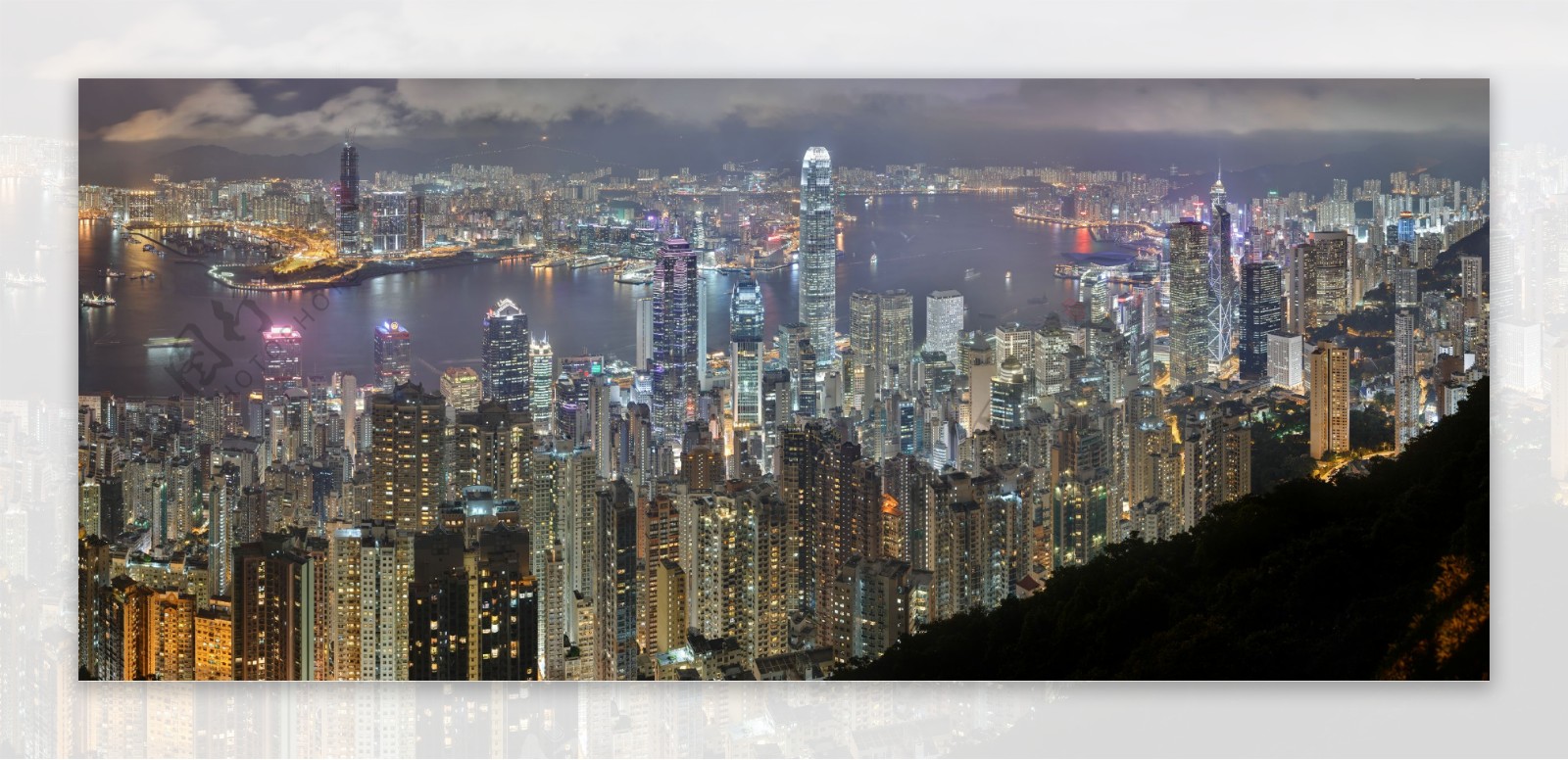 香港维多利亚港高清晰夜景照片图片