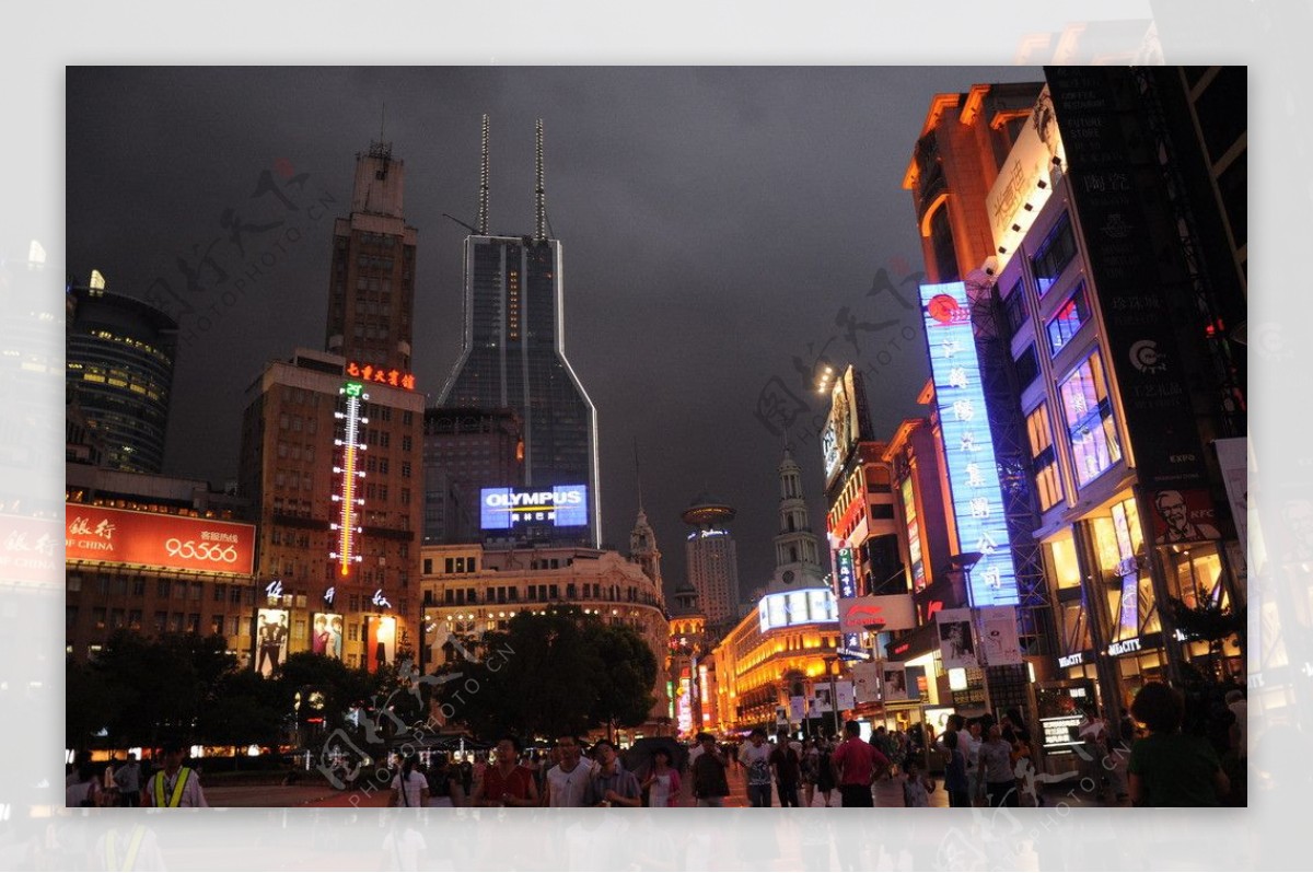 上海南京路夜晚商业图片