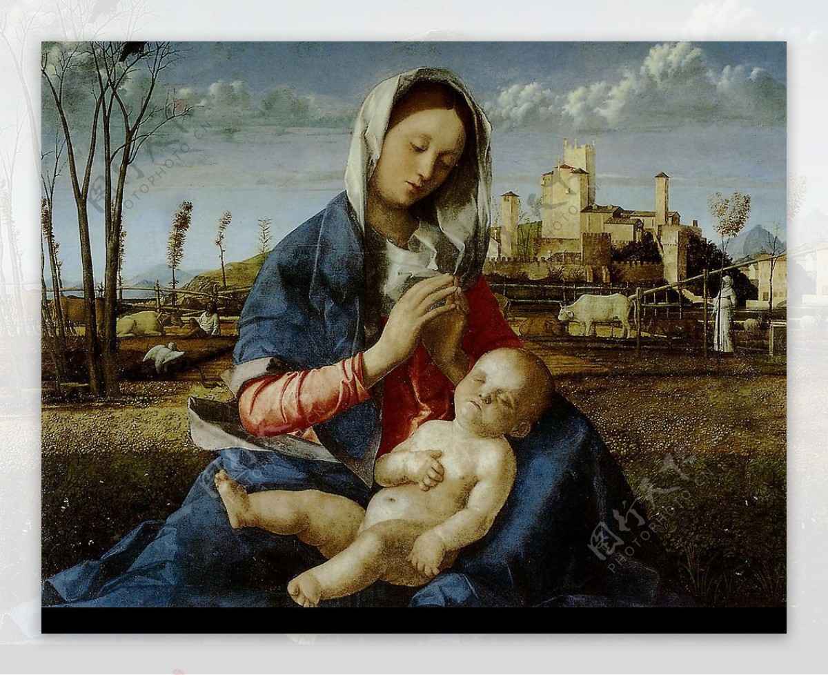 貝里尼草地上的聖母图片