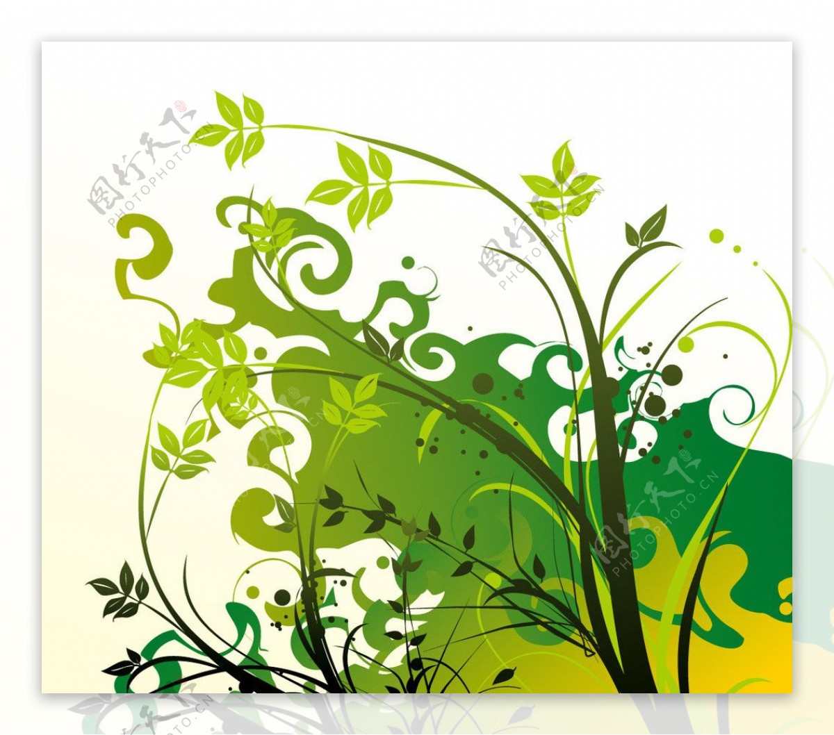 绿树花纹图片