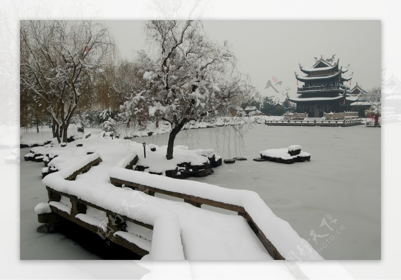 雪景江南水乡图片