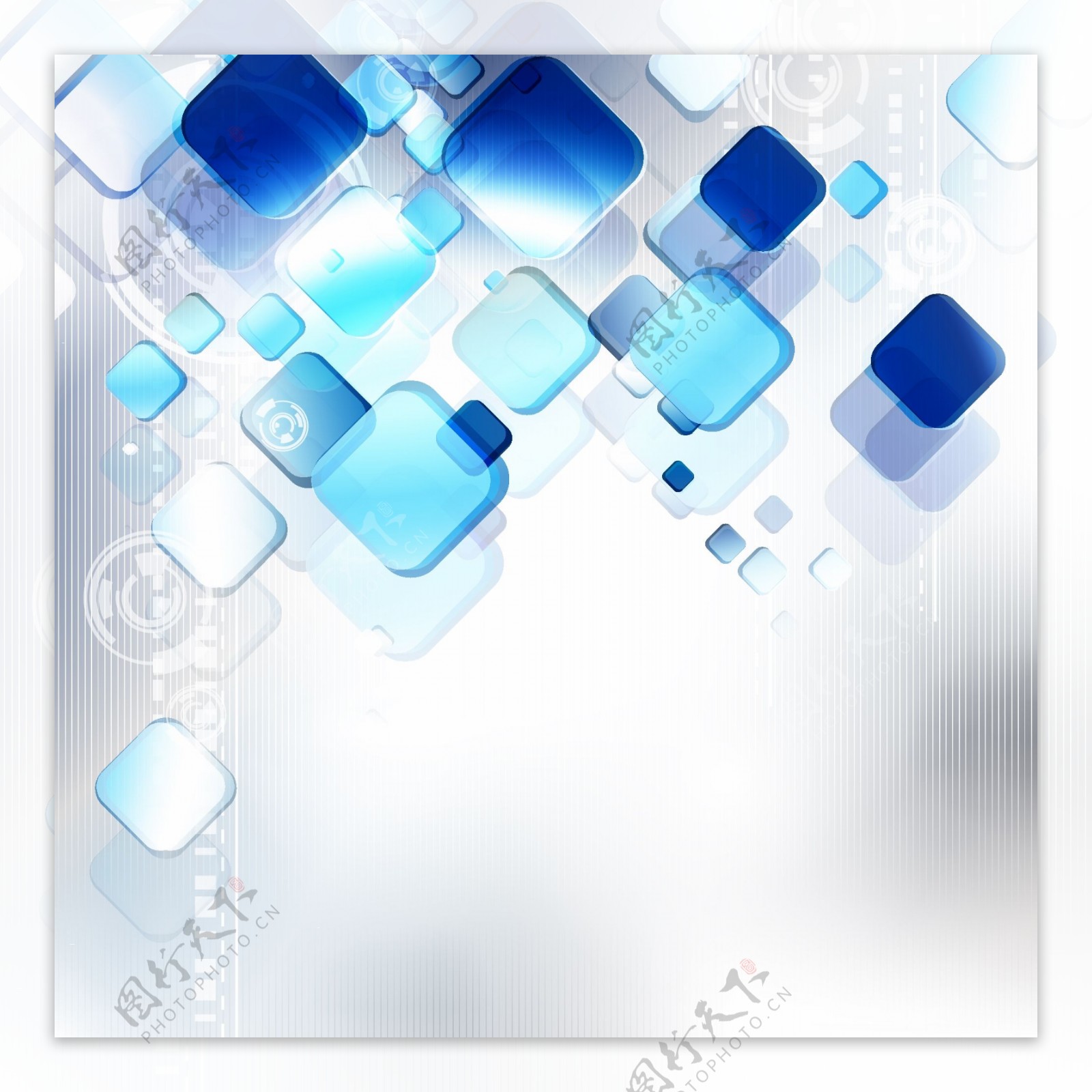 蓝色动感方块商务科技背景图片
