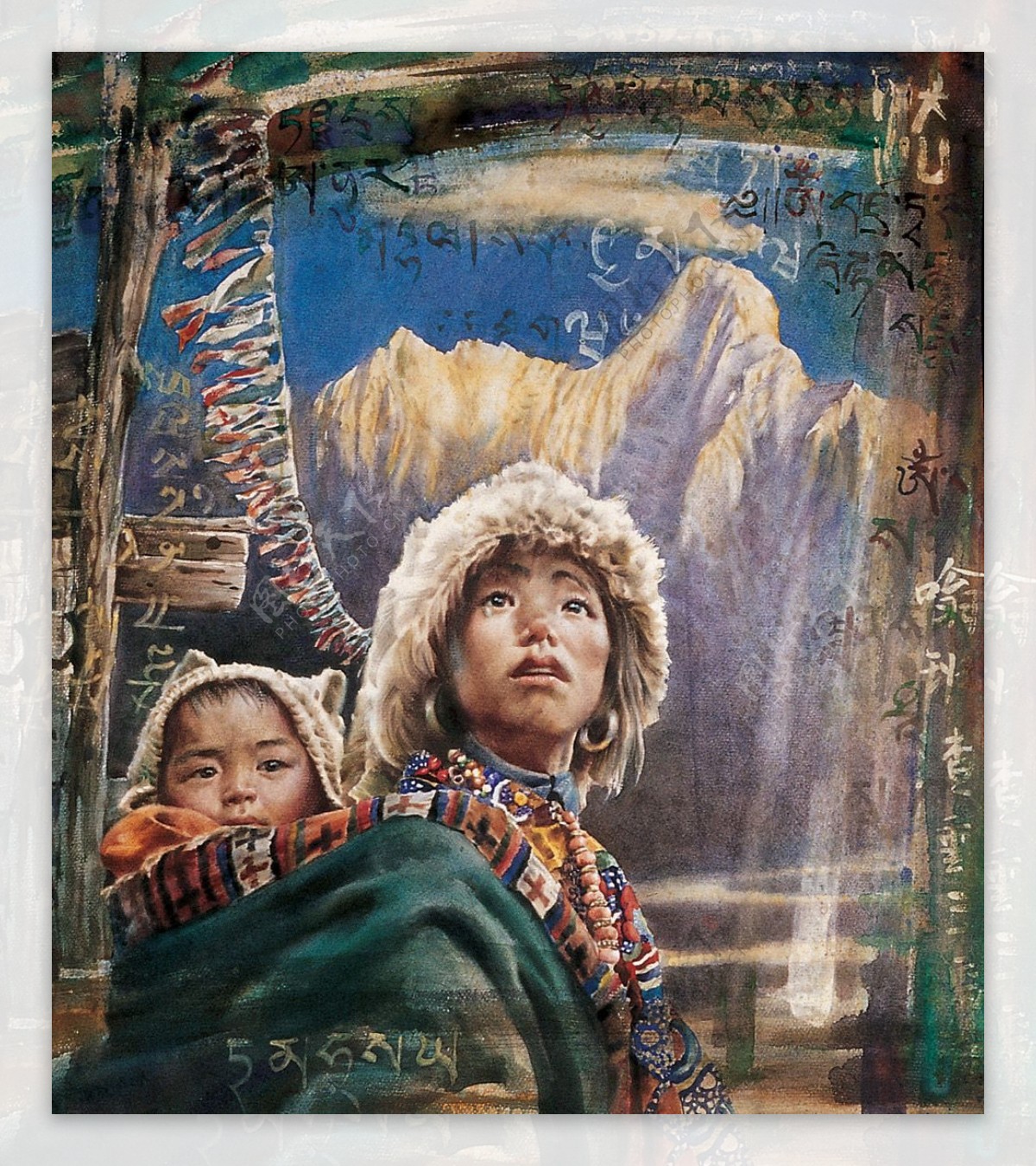 藏族人物水彩画作品图片