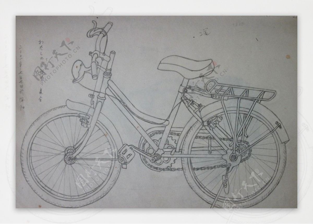 手绘素描自行车插画免抠png透明图层图片素材-编号24649232-图行天下