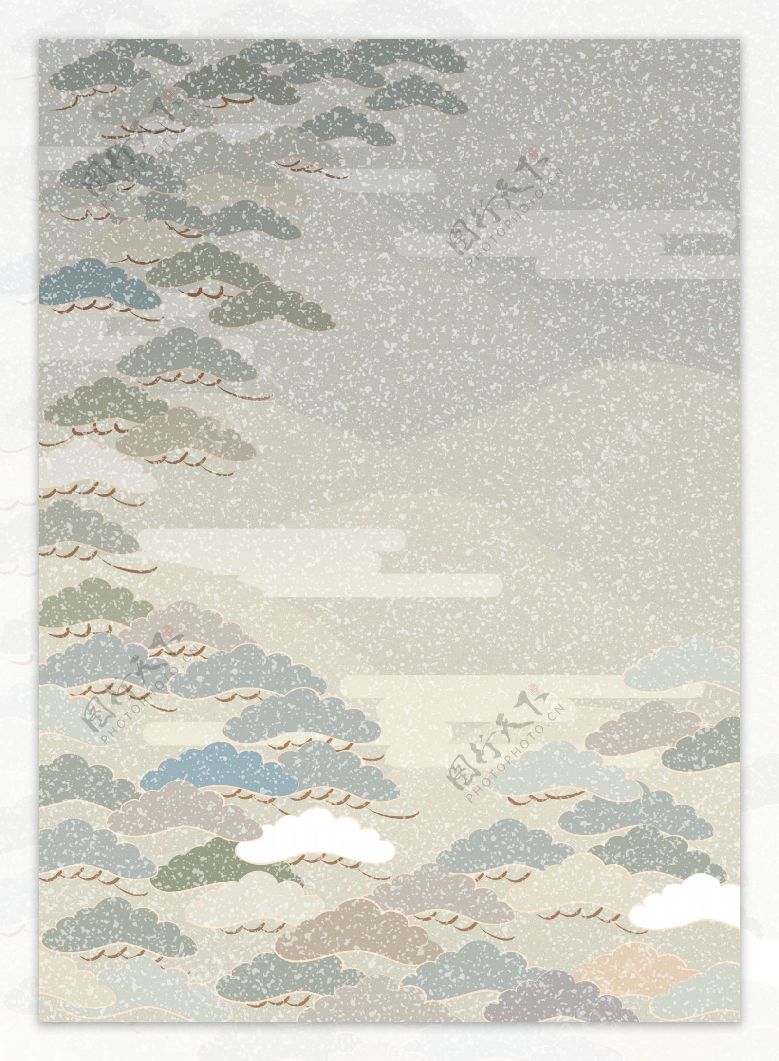 日式灰色雪花松树底纹图片