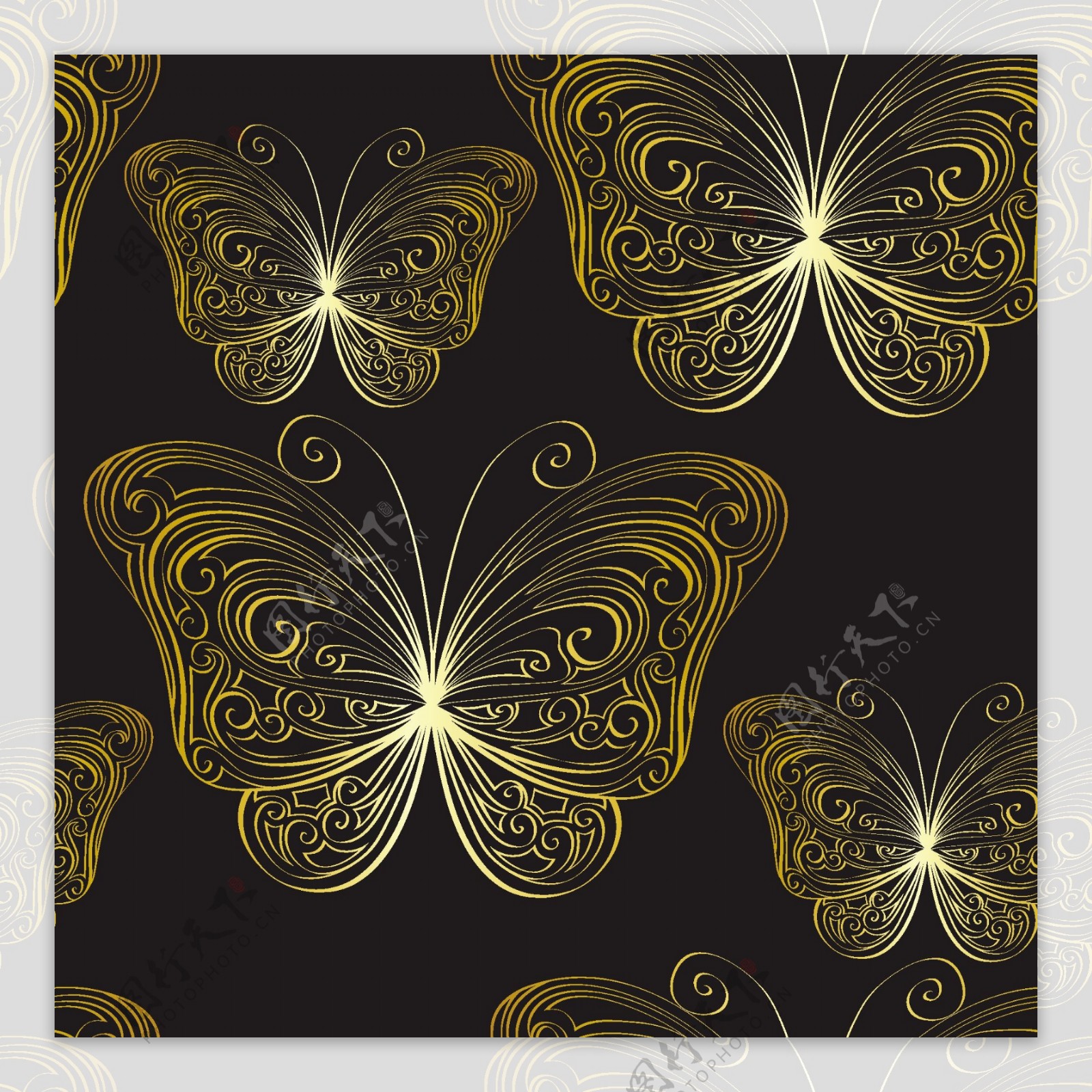 金色蝴蝶花纹图片