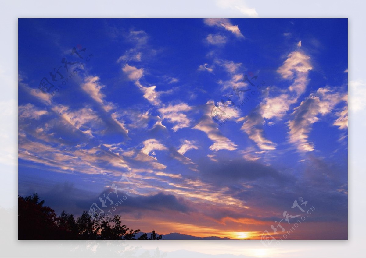 天空云彩夕阳大地背景图片