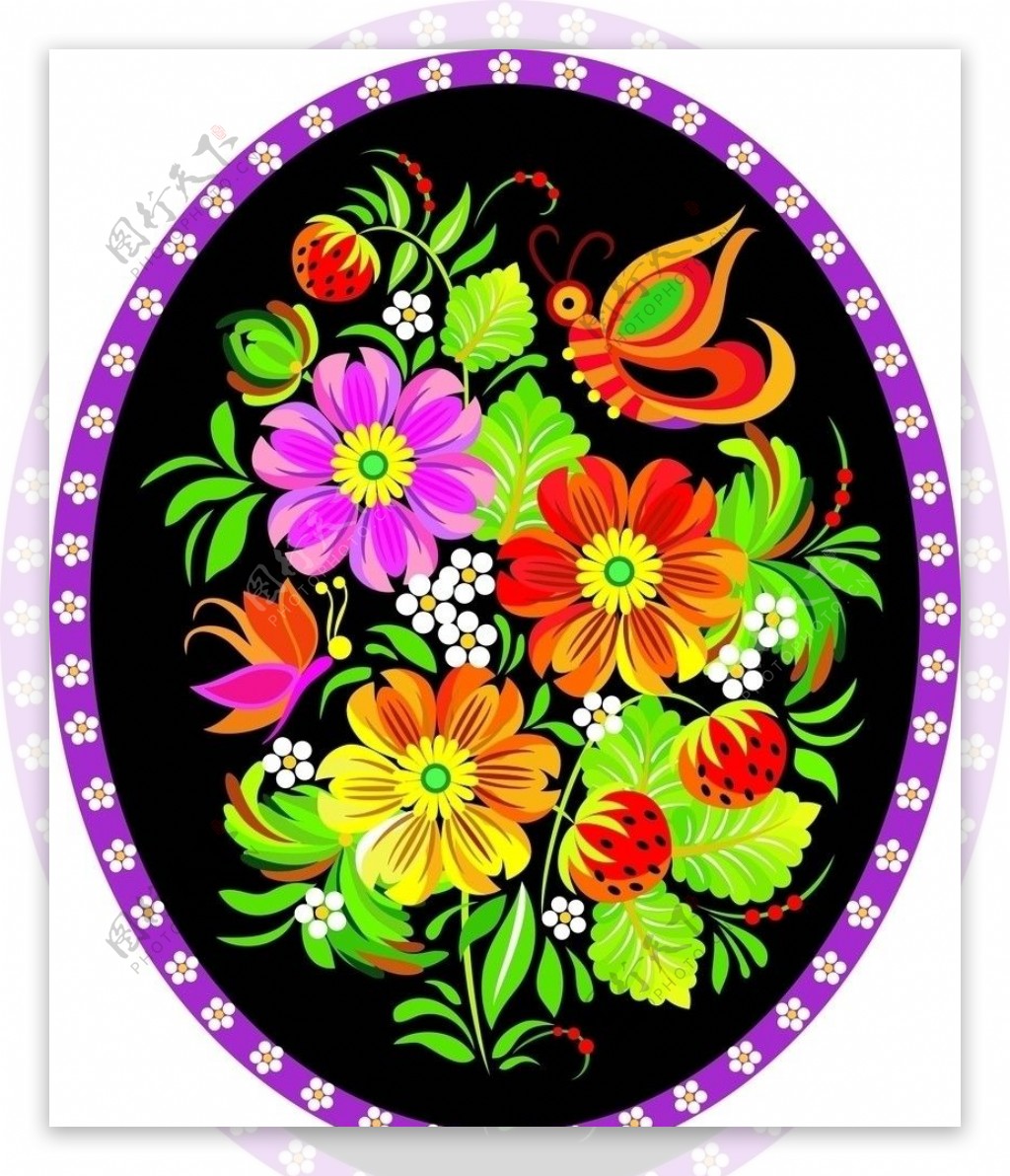 时尚手绘花纹花卉背景图片