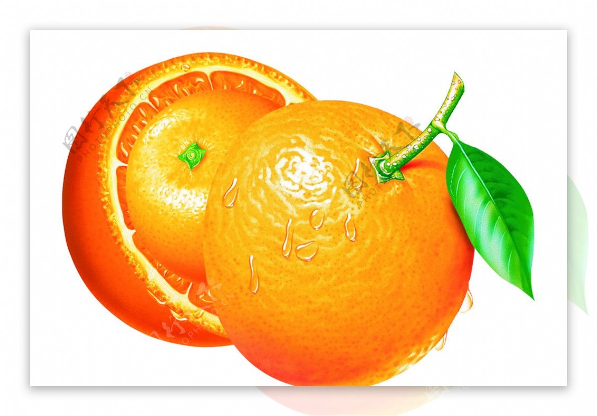 两半的橙子图片