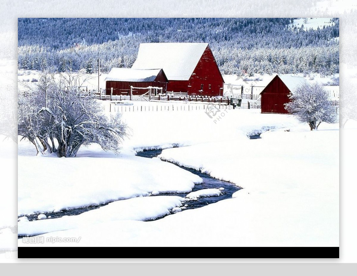 雪和房屋图片
