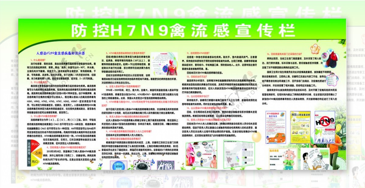 防控H7N9禽流感宣传栏图片