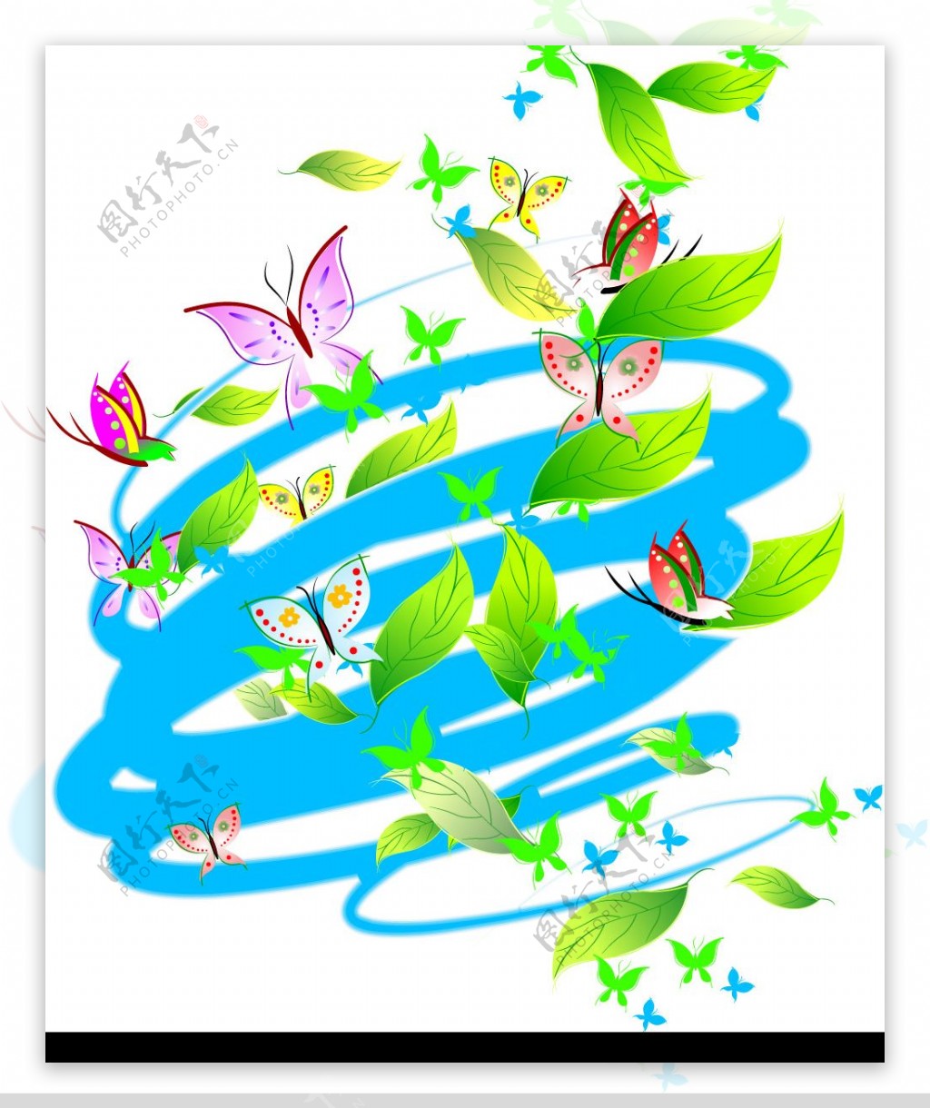 旋风树叶蝴蝶素材图片