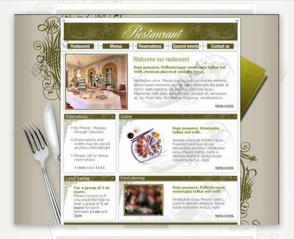 餐馆网站模板图片