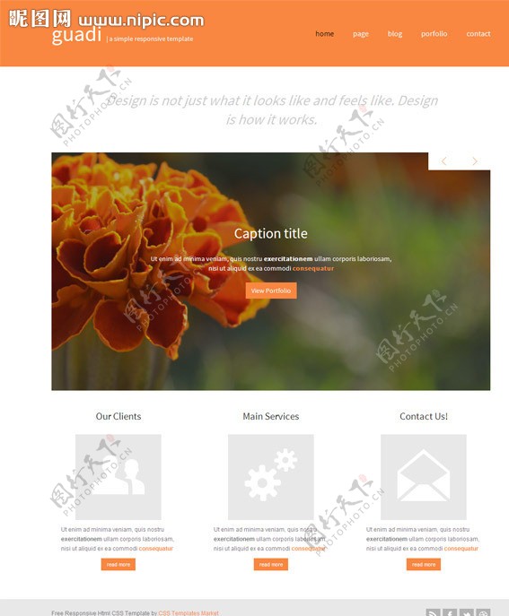 橙色简洁CSS模板图片