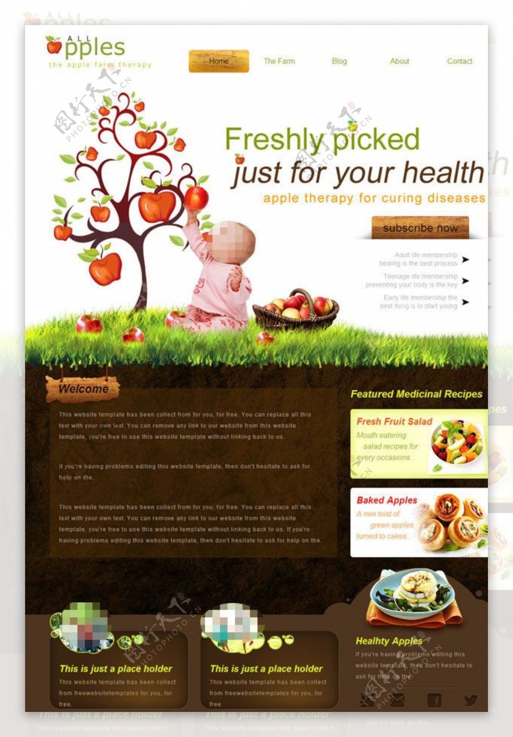 儿童健康食品网站模板图片