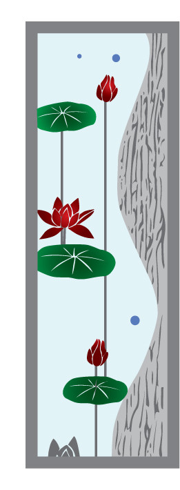 荷花手绘移门图片