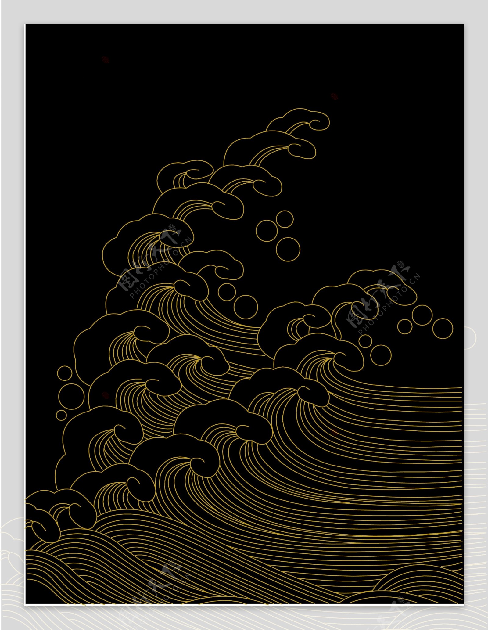 日本浮世绘风格沧海图底纹图片