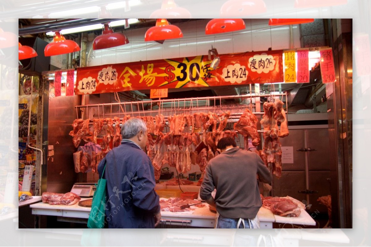 香港街景肉铺图片