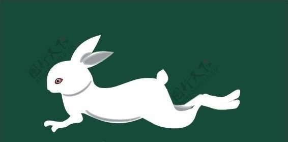 矢量奔跑的白兔图片