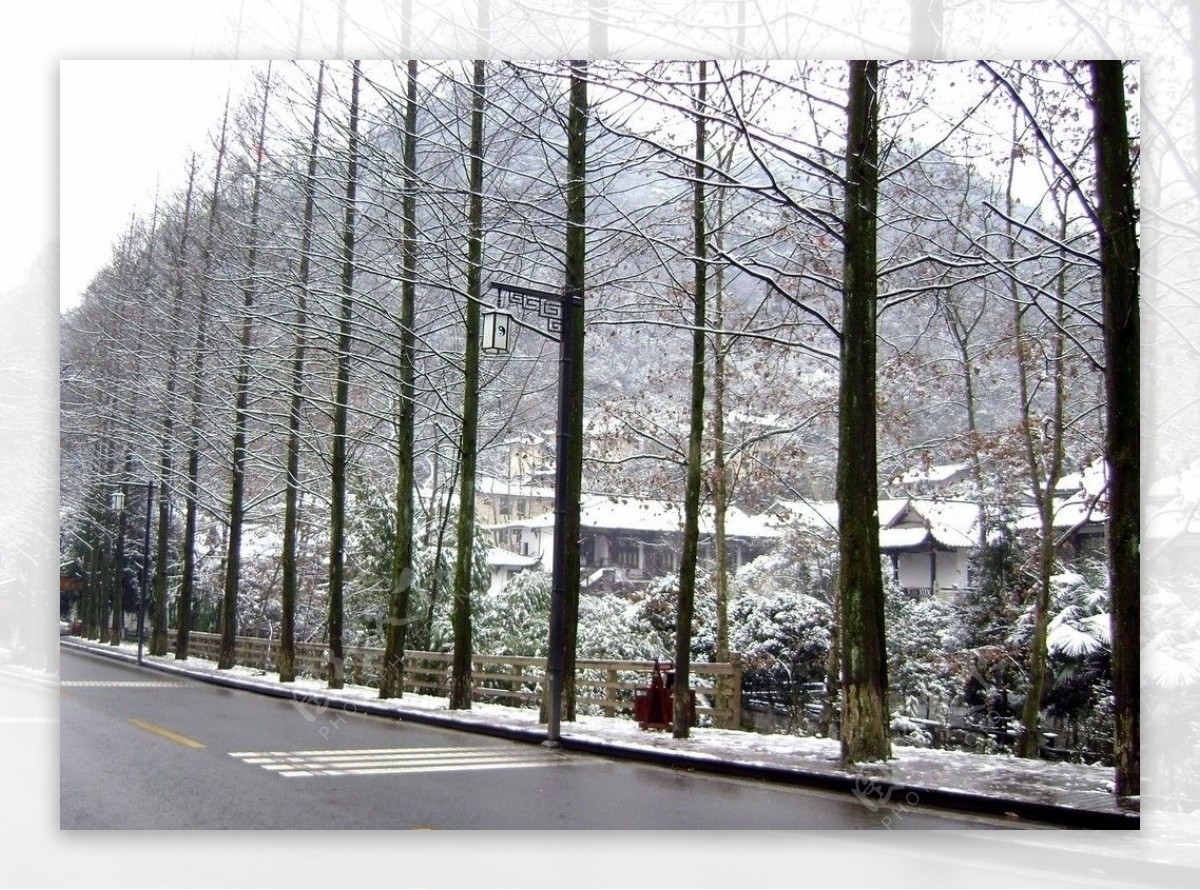 青城山雪景图片