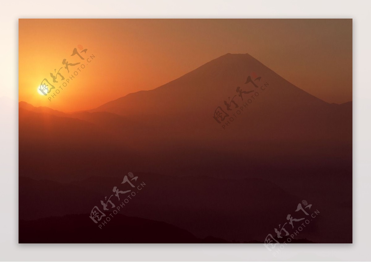 富士山夕阳图片