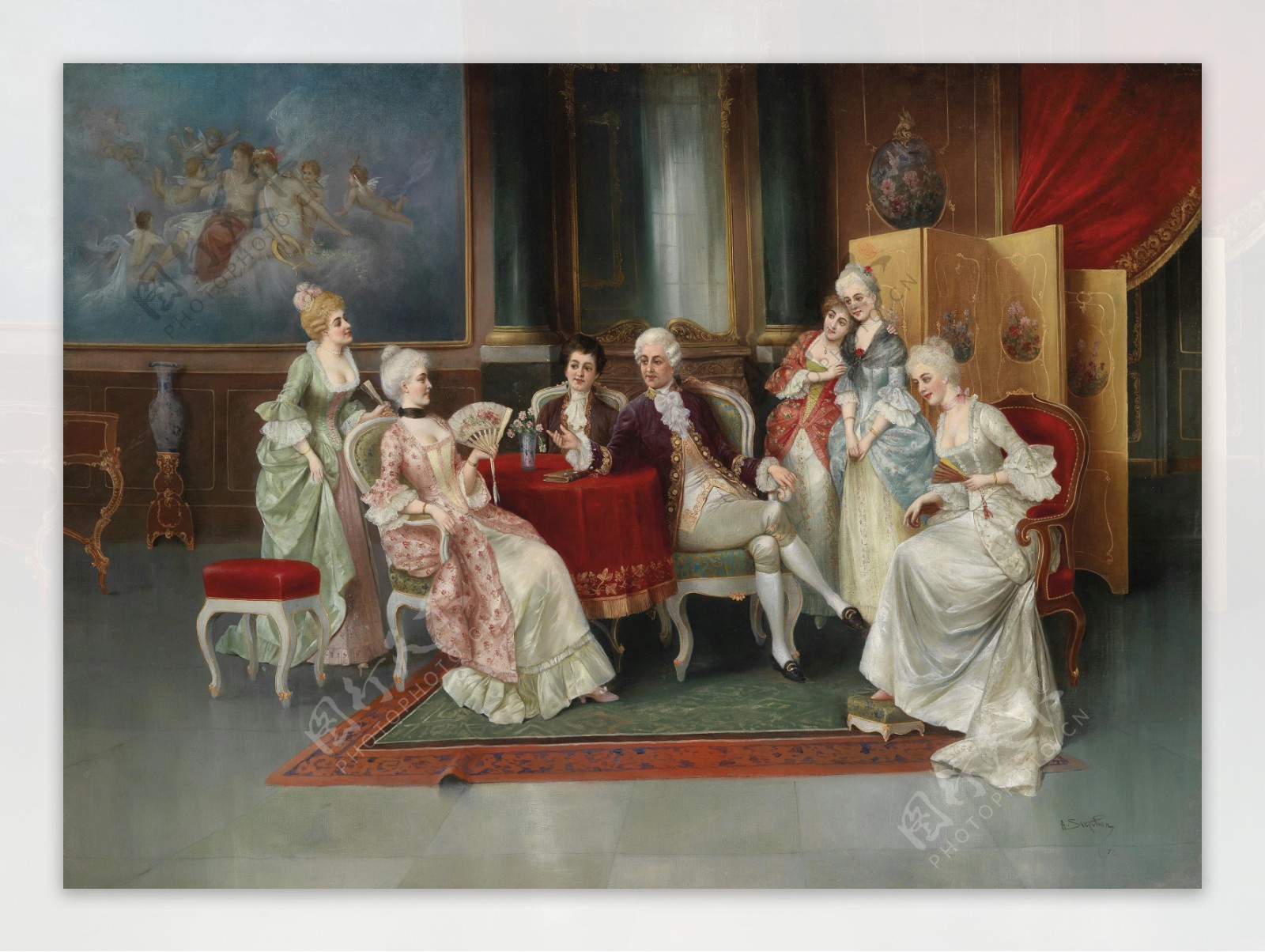 油画古典贵族宫廷人物图片