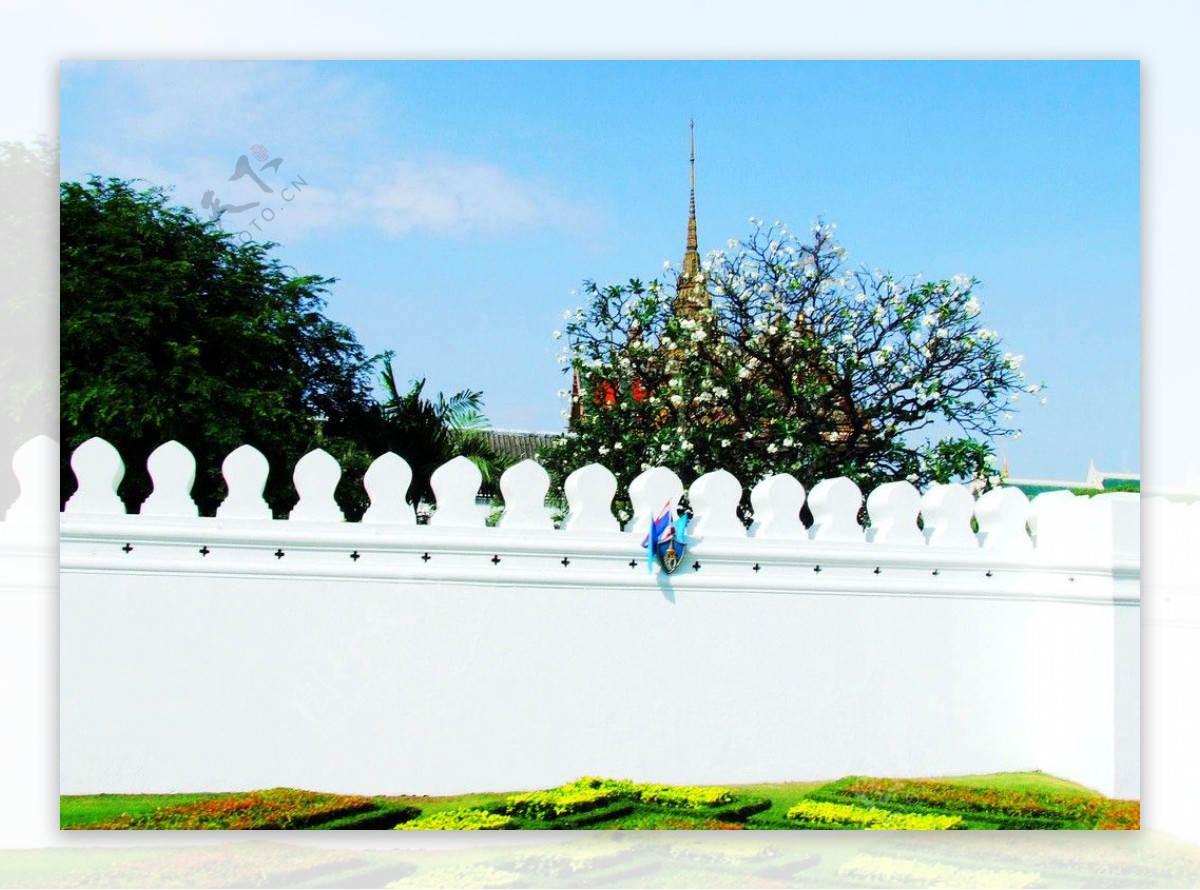 泰国大皇宫白色围墙图片