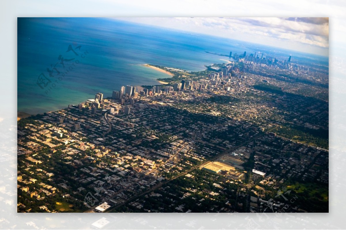 芝加哥城市全景俯瞰图片