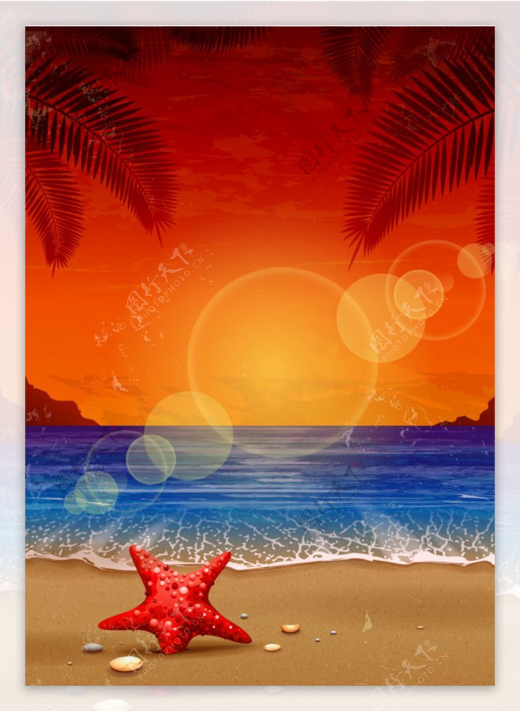 抽象夕阳海滩底纹背景图片