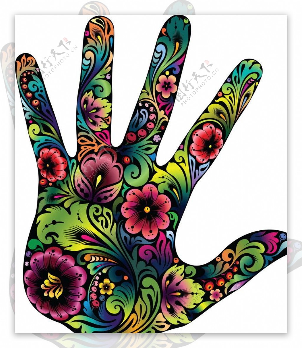 手印花纹花卉图片