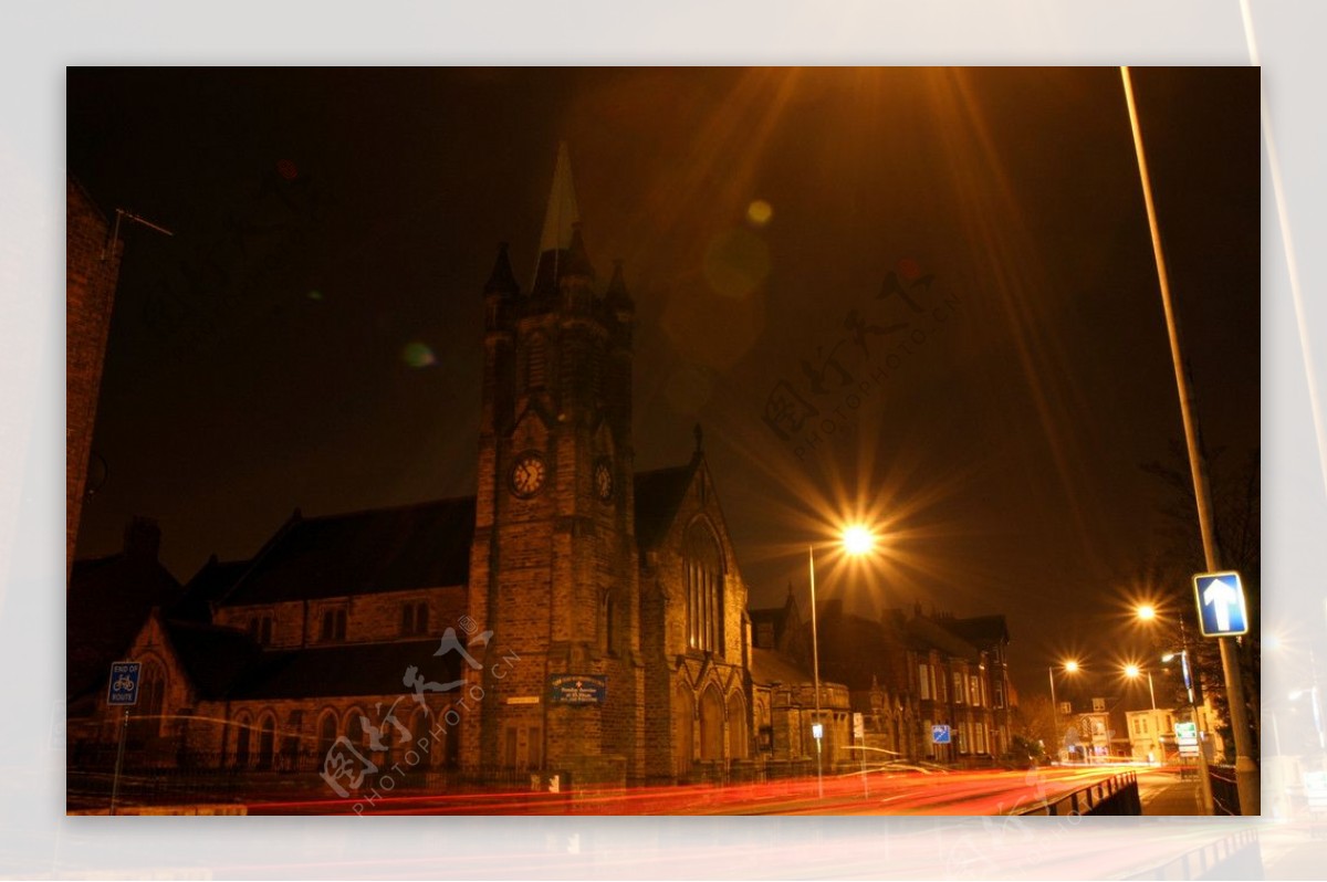 英国桑德兰夜景教堂图片