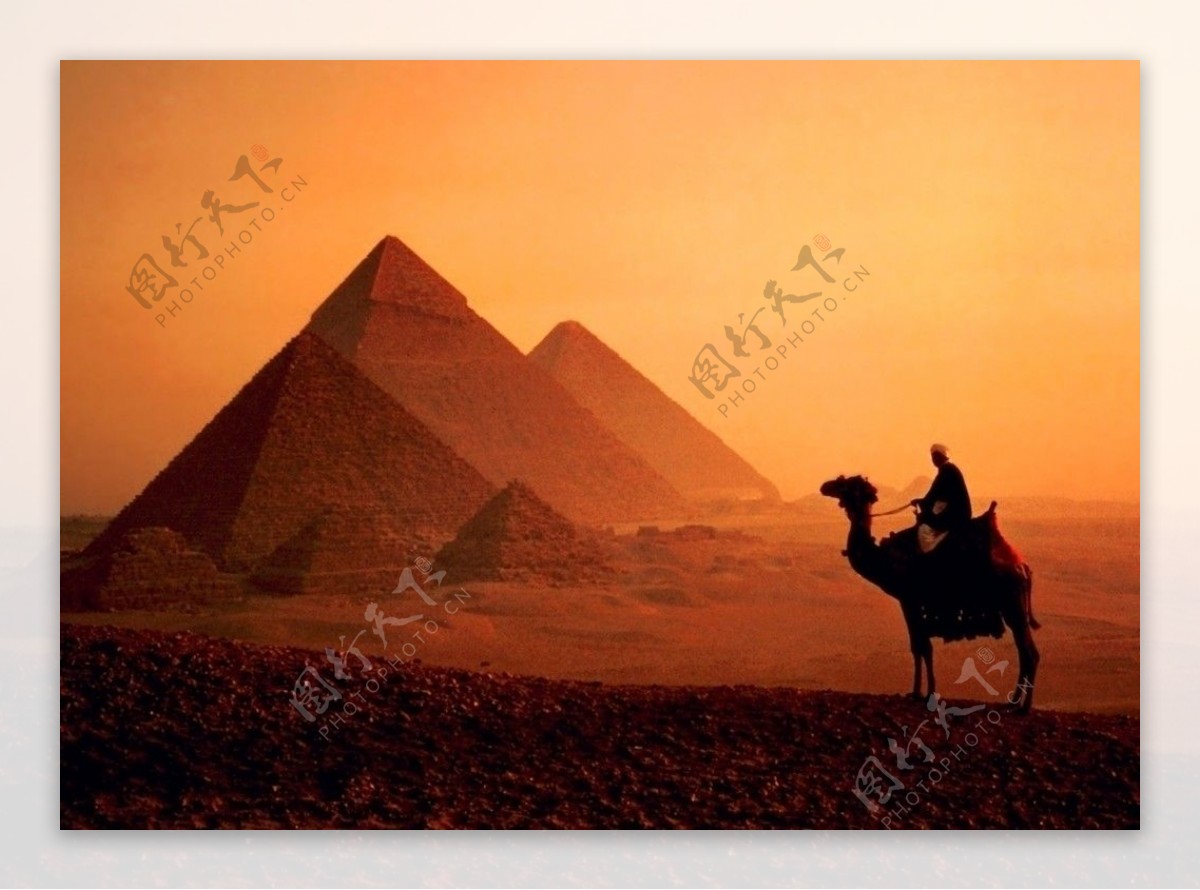 设计素材高清背景印第安人沙漠骆驼夕阳图片