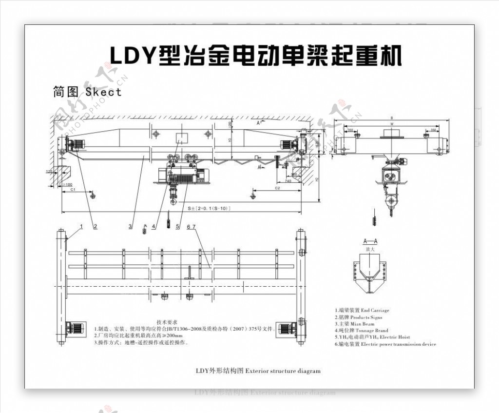 LDY冶金电动葫芦尺寸图图片