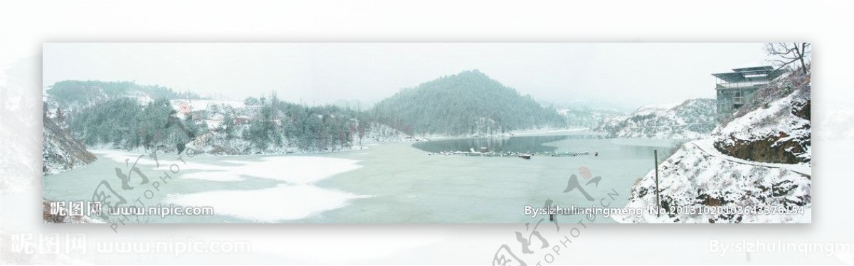 抚龙湖雪景图片