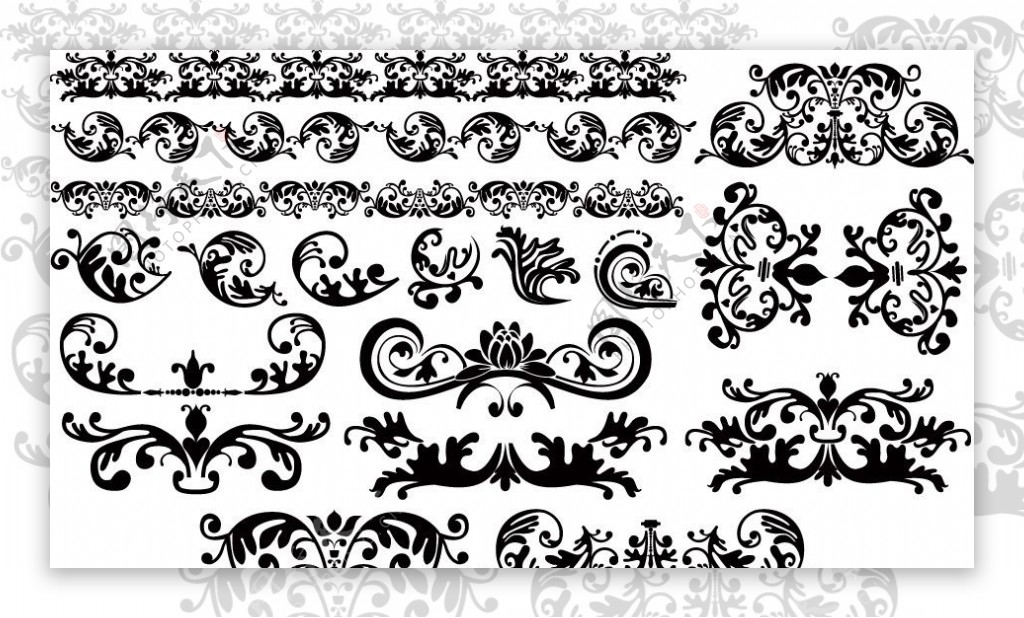 线条古典花纹花边边框装饰设计素材含ps的csh文件图片
