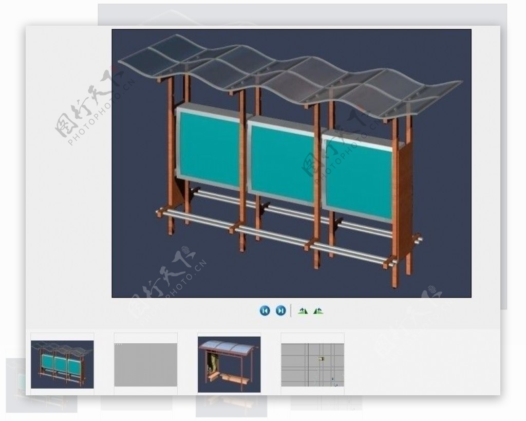 候车亭模型图片