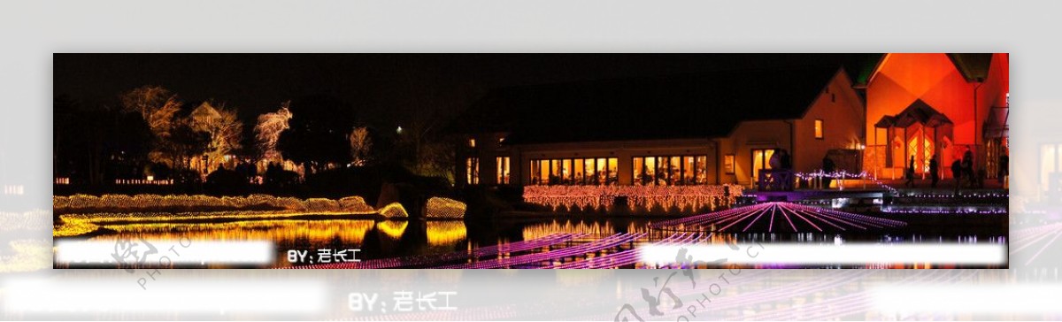 日本东京迪士尼乐园夜景彩光餐厅图片