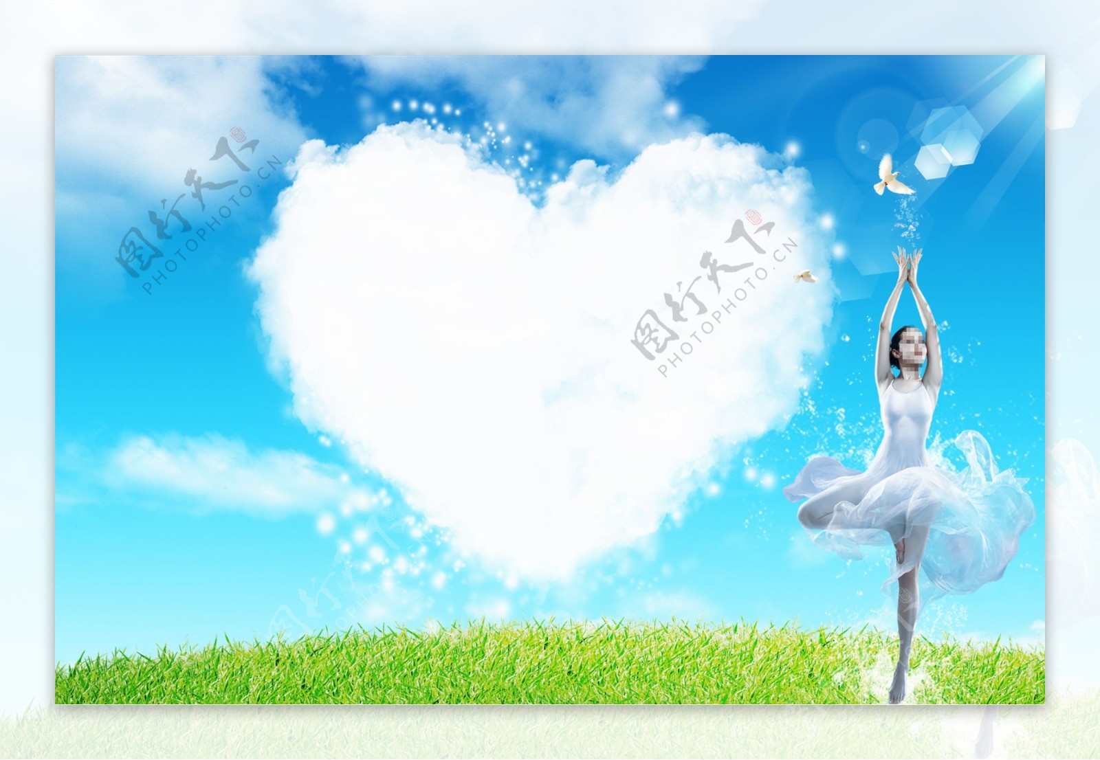 白衣女孩跳舞祈福的海报图片