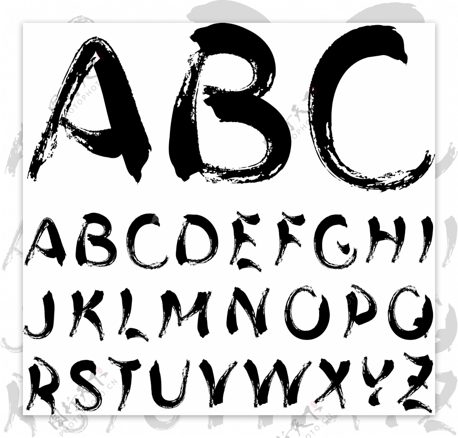 书法英文字母ABCD图片