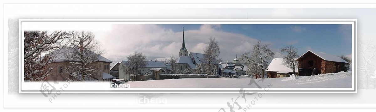 冬日雪景全景图图片