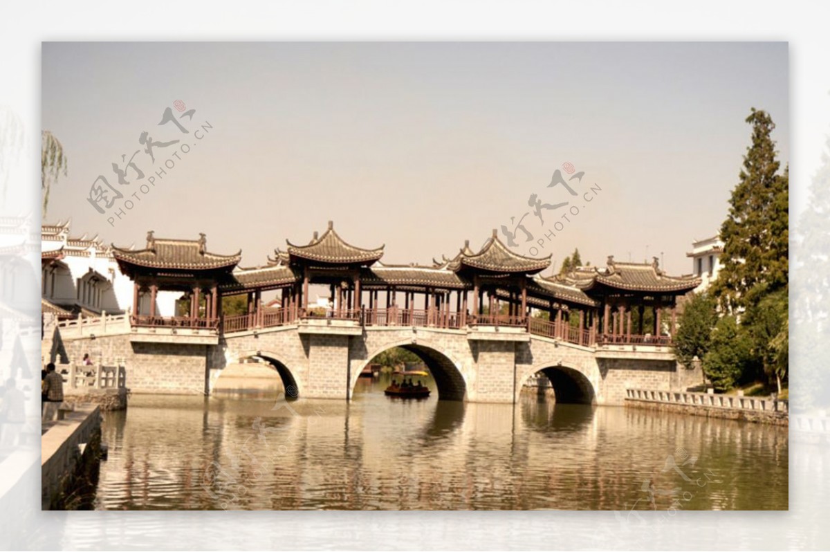 合肥三河古镇廊桥图片