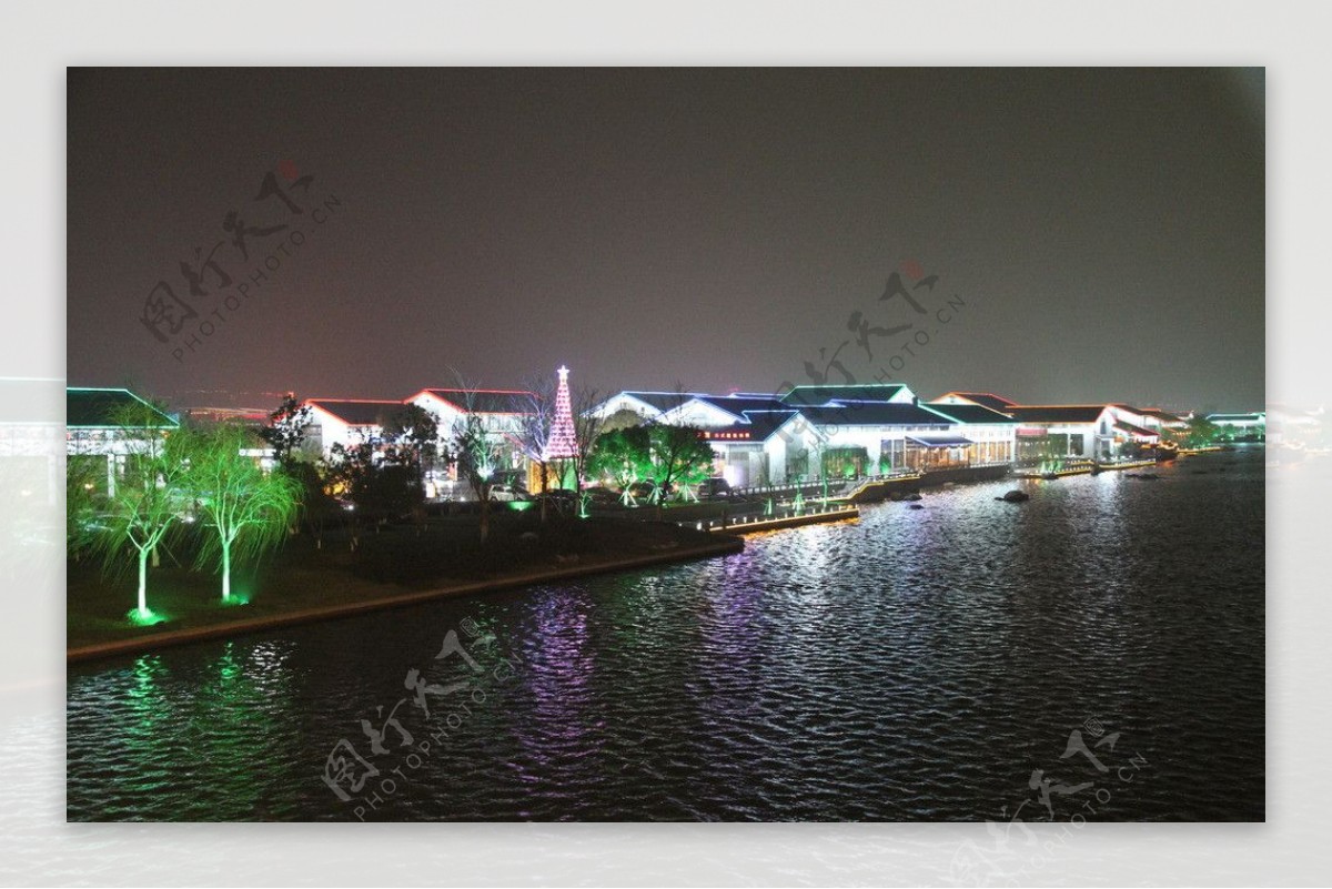金鸡湖李公堤夜景图片