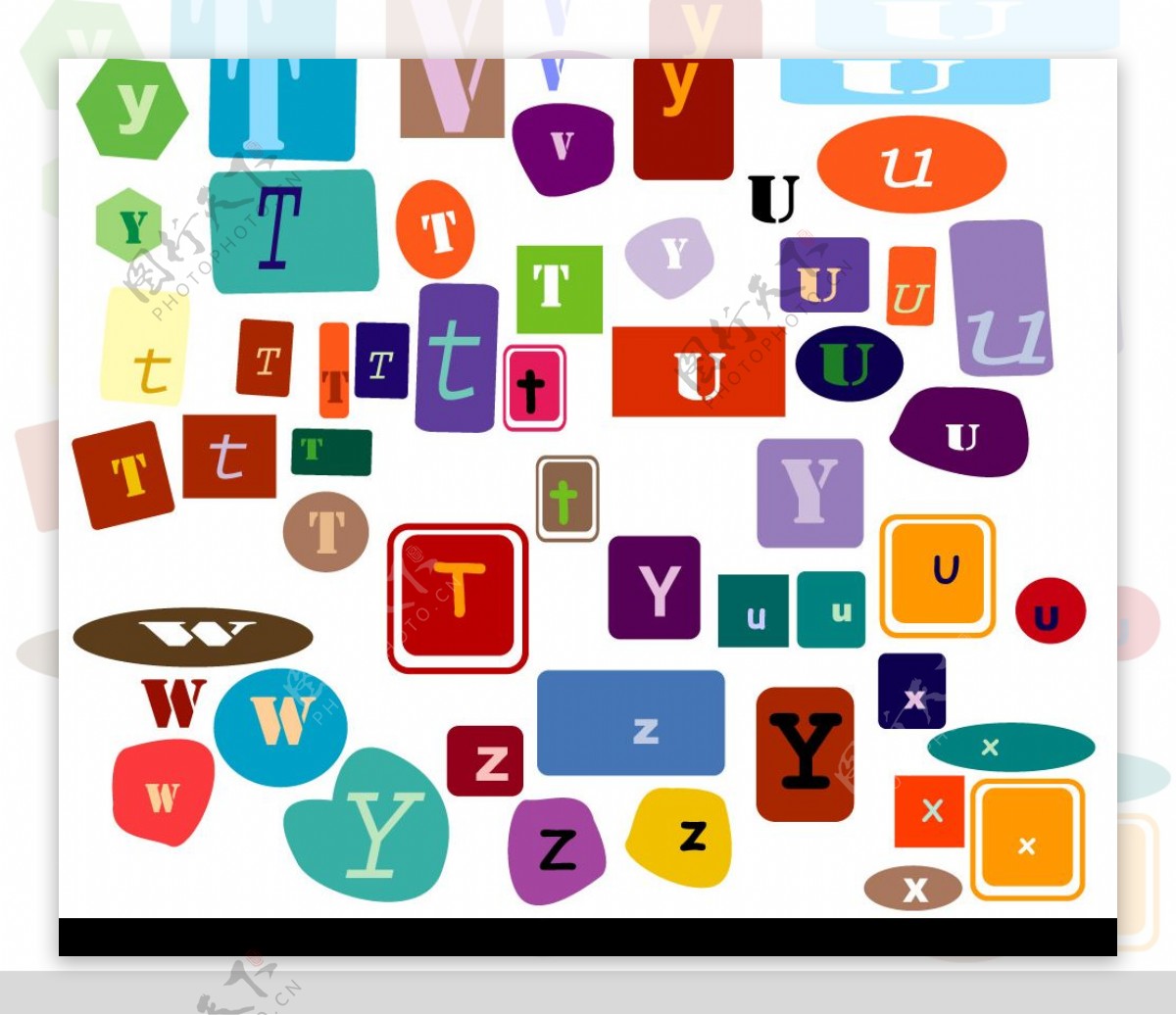 可爱形状装饰26个英文字母矢量素材2图片