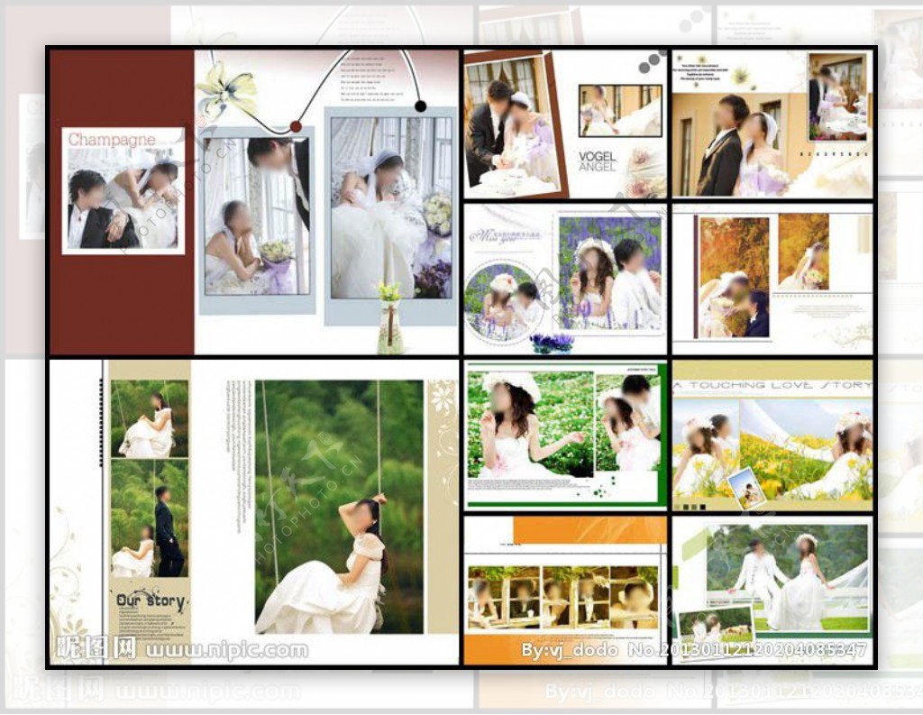 2013年最新爱的思念跨页婚纱模板素材图片