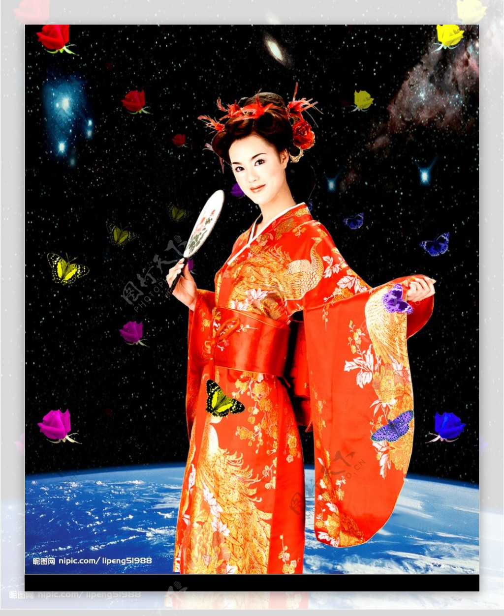 星空婚纱美女图片