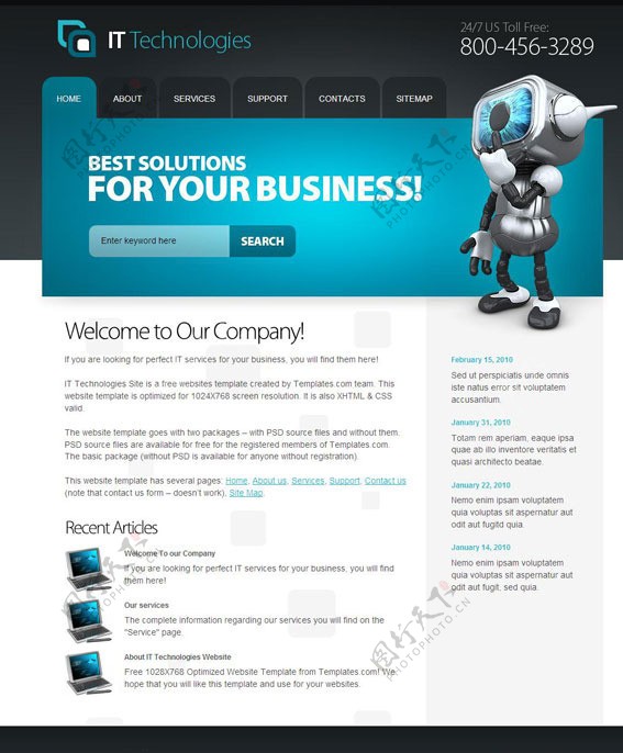 IT商业网站CSS网页模板图片