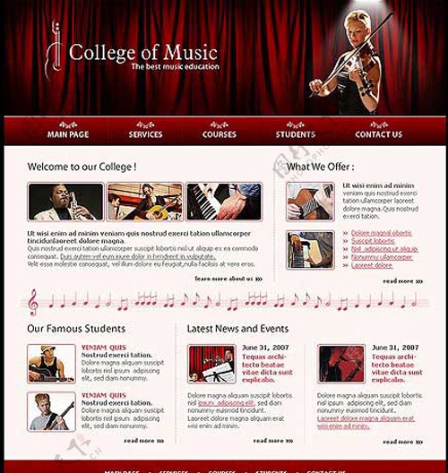 欧美音乐学院的Flash片头网站FlaswfPsd图片