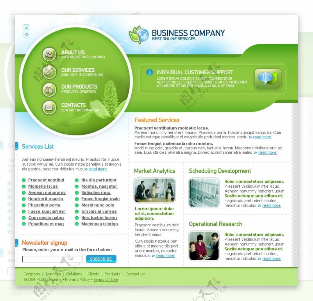 网页模板绿色自然清新健康生物科技图片