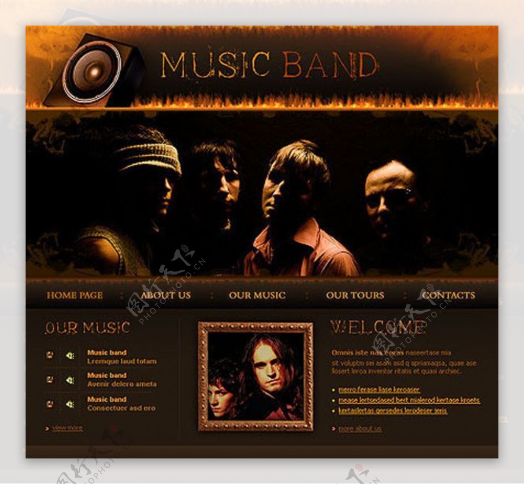 音乐网站模板图片